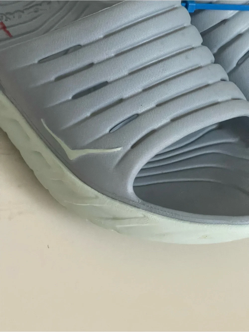 Hoka One One Slide Sandals in Light Gray with White Sole